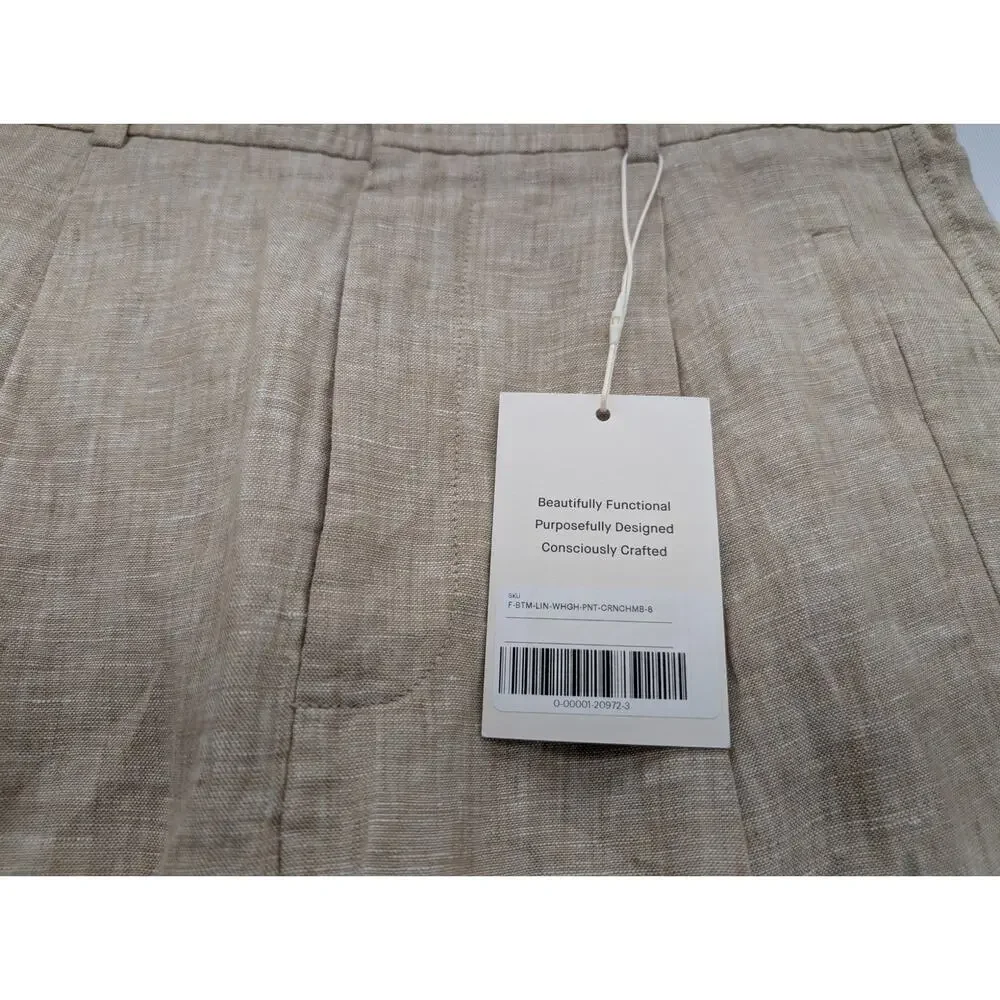 NWT Everlane Women's The Linen Way-High Drape Pant in Cornstarch Chambray sz 8